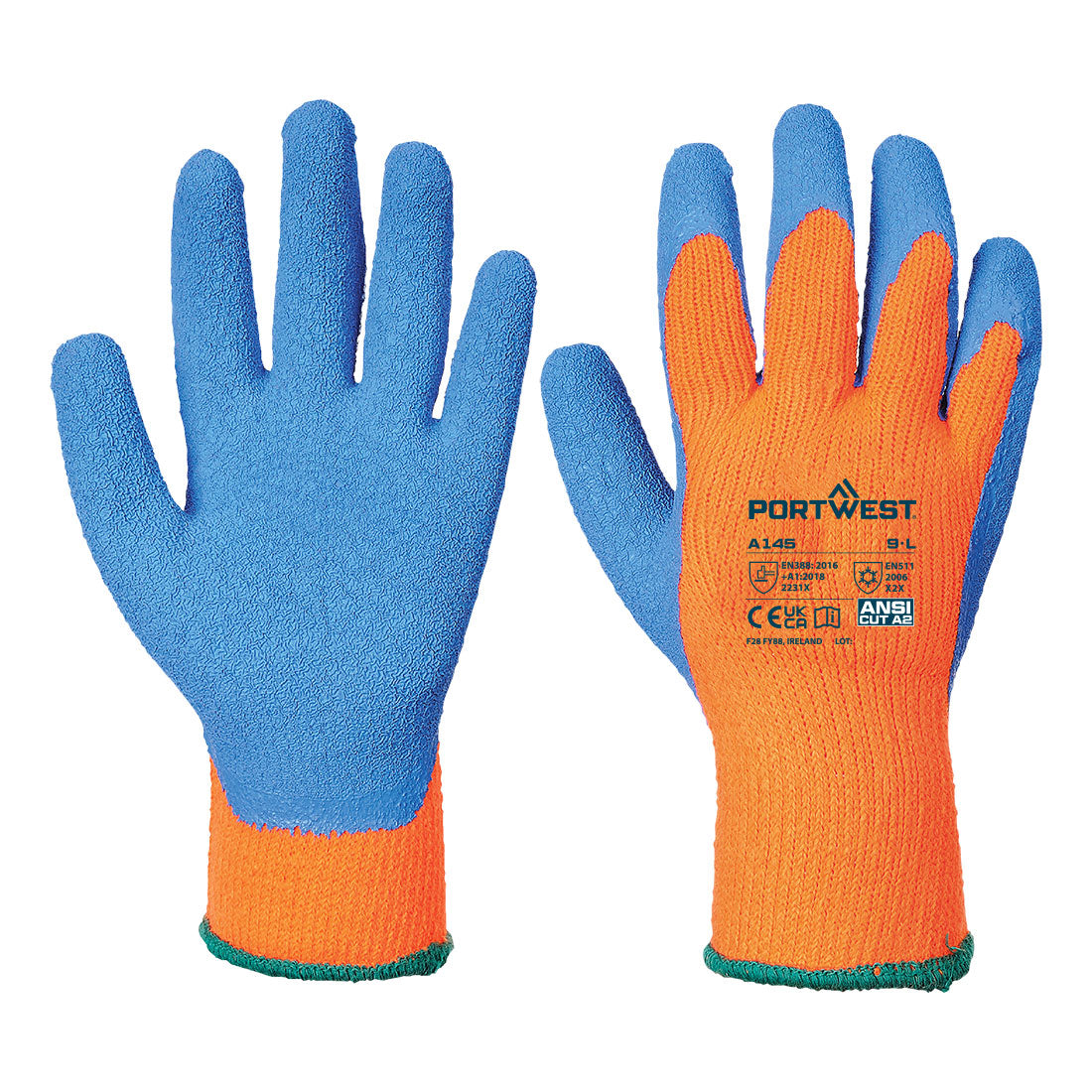 A145 - Cold Grip Handschoen - Portwest - Oranje/Blauw