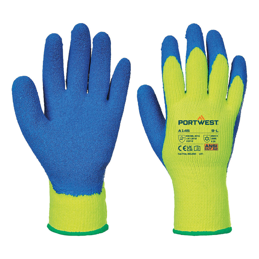 A145 - Cold Grip Handschoen - Portwest - Geel/Blauw