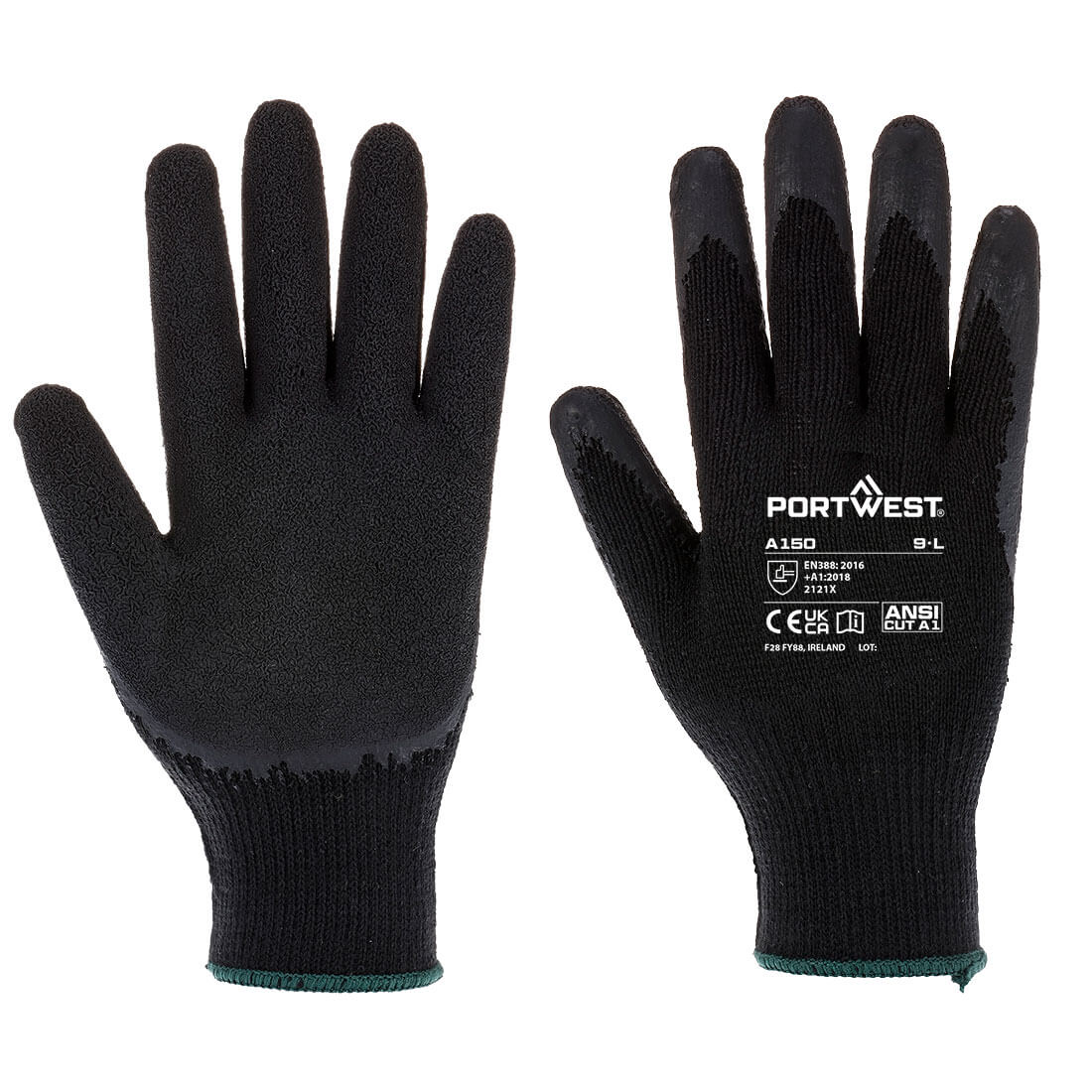 A150 - Klassieke Latex Griphandschoen - Portwest - Zwart