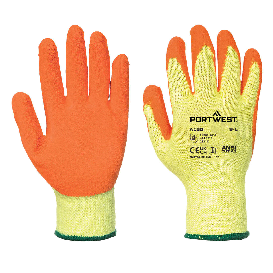 A150 - Klassieke Latex Griphandschoen - Portwest - Oranje