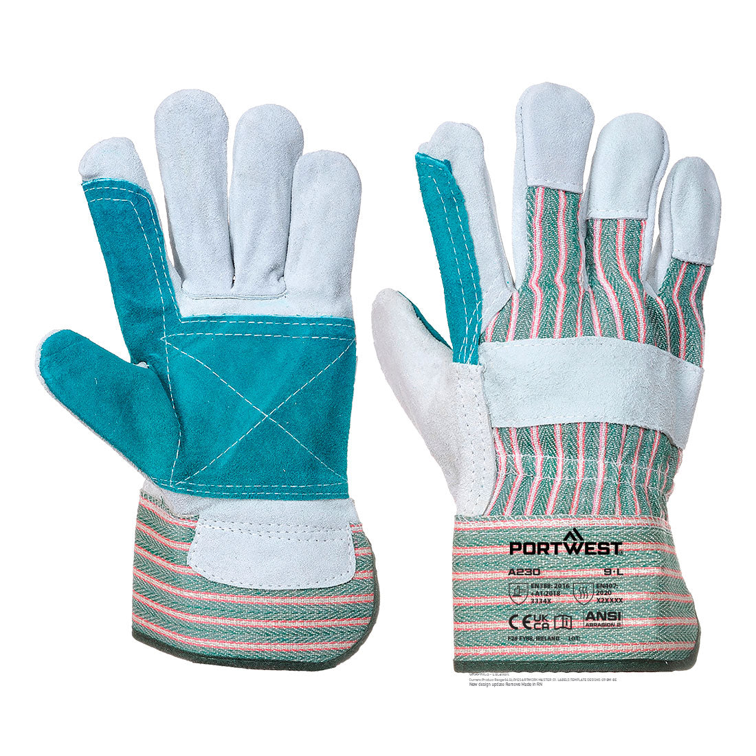 A230 - Dubbele Palm Rigger Handschoen - Portwest - Grijs