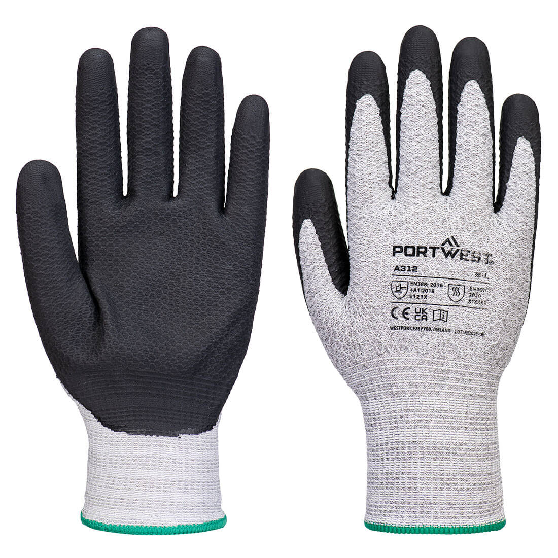 A312 - Grip 13 Nitril Diamond Gebreide Handschoen (Pk12) - Portwest - Grijs/Zwart