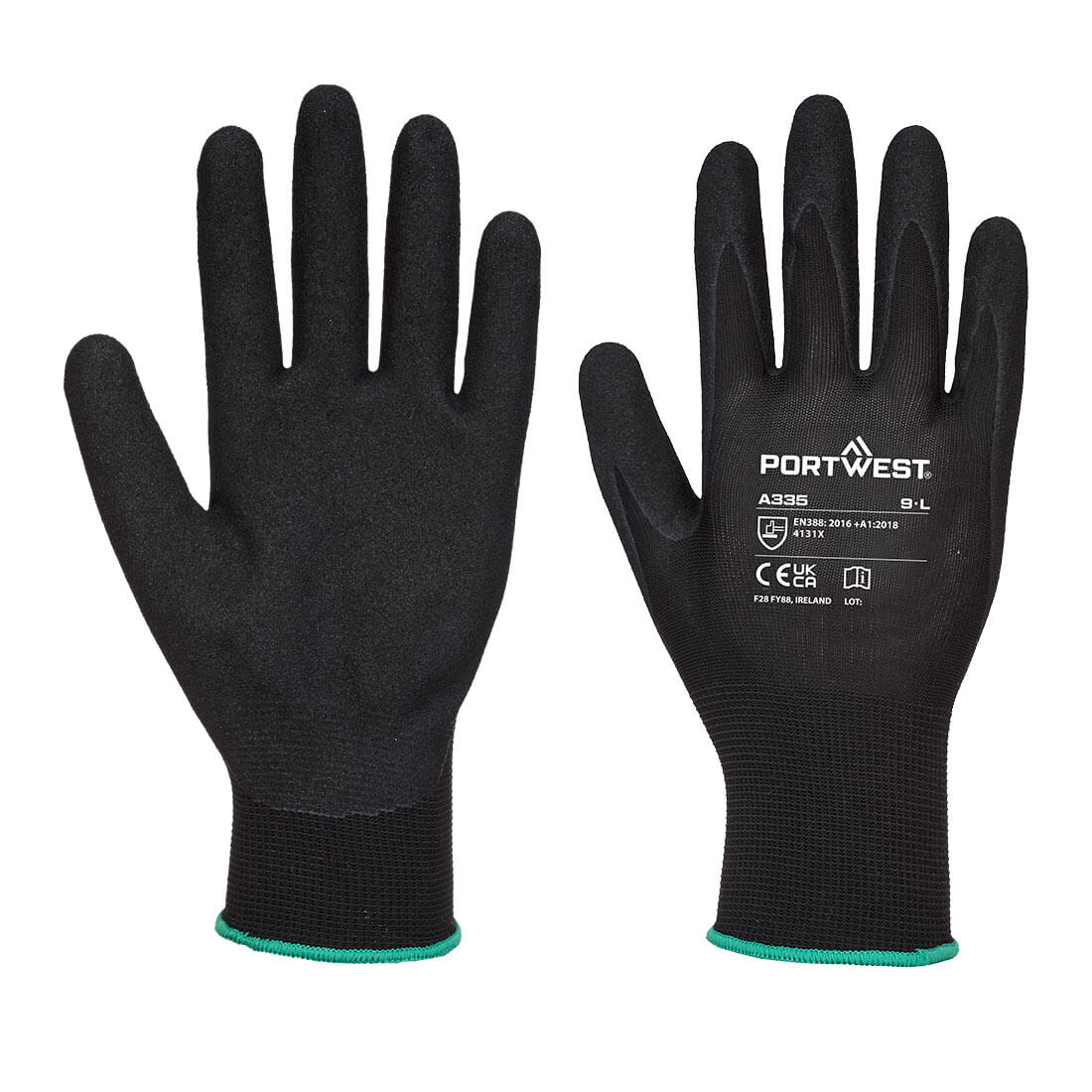 A335 - Dermi-grip NPR15 Nitril Korrelig - Portwest - Zwart