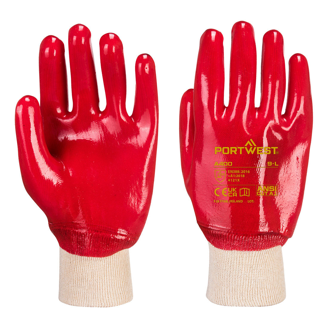 A400 - PVC Tricot Manchet - Portwest - Rood