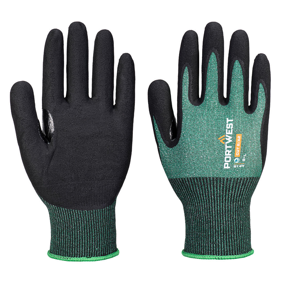 AP15 - SG snijbestendige B18 Eco Nitril Handschoen - (pk12) - Portwest - Groen/Zwart