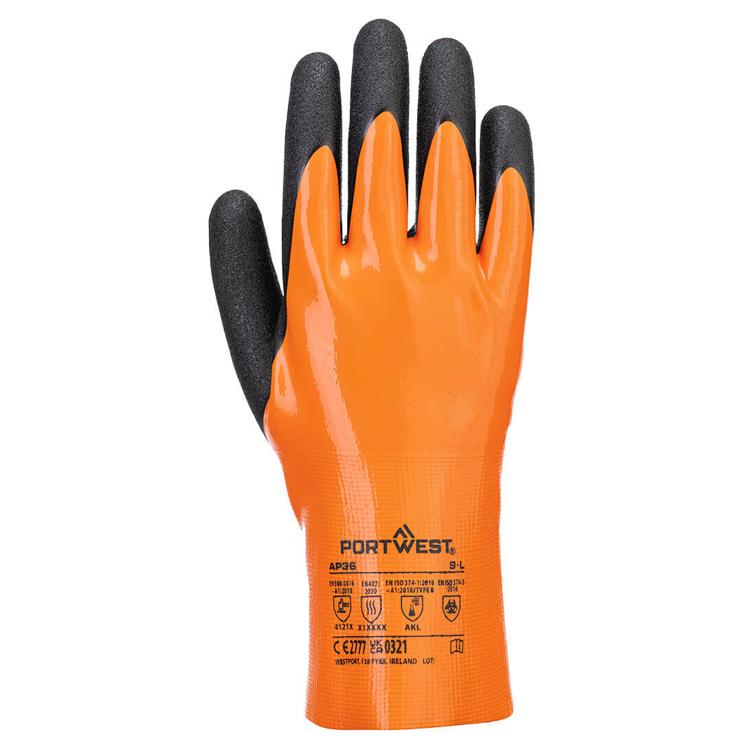 AP36 - Grip 15 Nitril Handschoen - Portwest - Oranje/Zwart