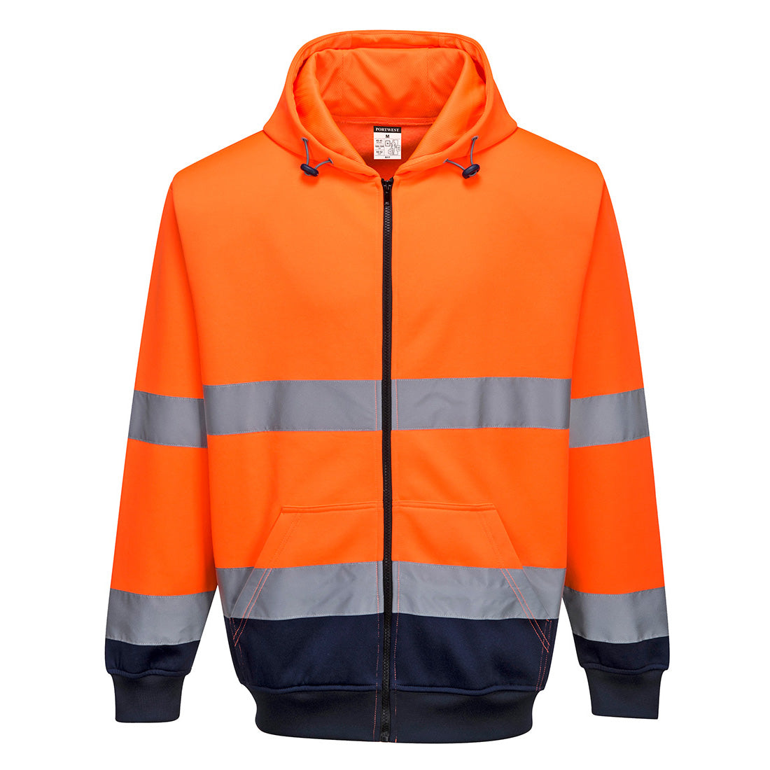 B317 - Hi-Vis Tweekleuren Hoody met rits - Portwest - Oranje/Marineblauw