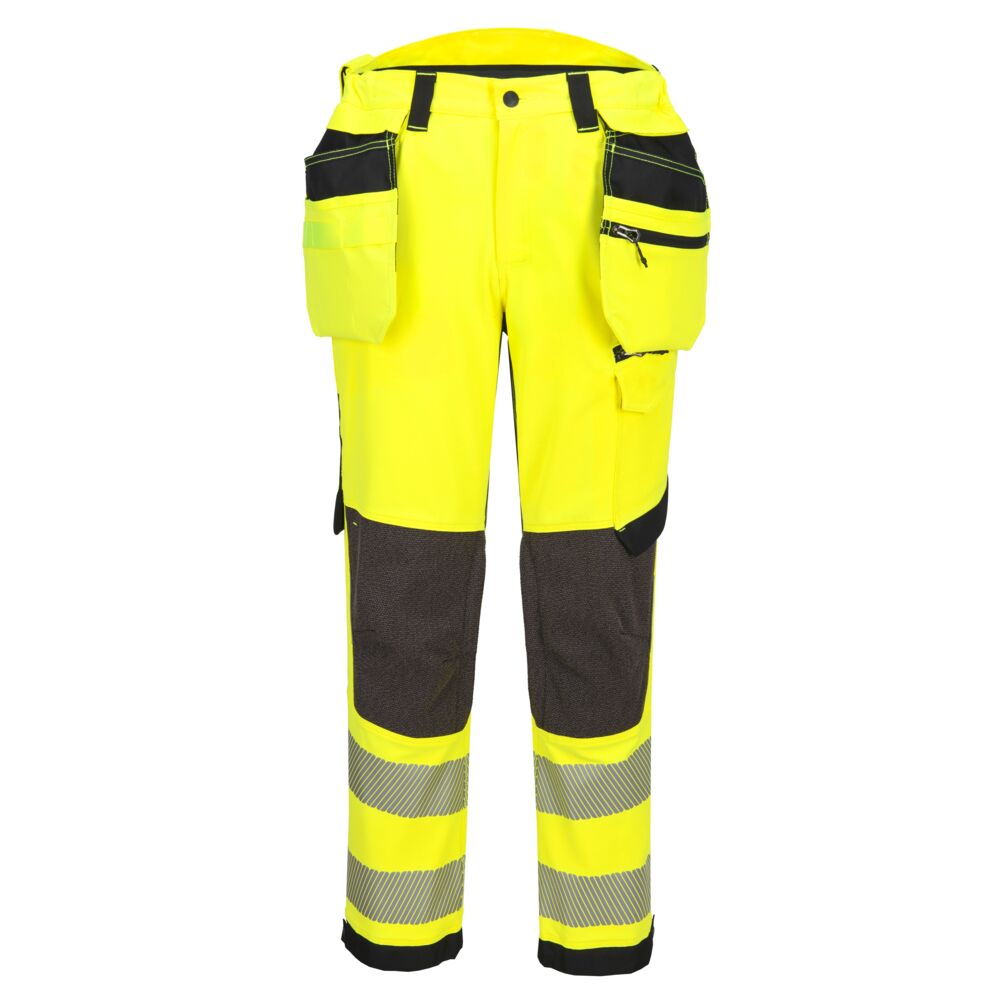 EV448 - EV4 Hi-Vis stretch broek met afneembare holsterzak klasse 2 - Portwest - Geel/Zwart