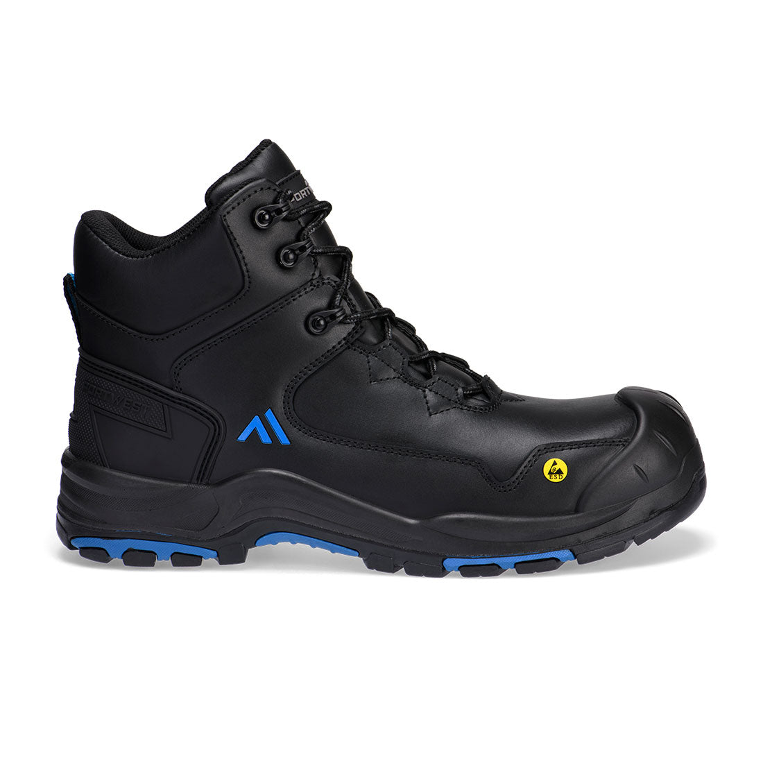 FC18 - Apex Composiet Half Hoge Schoen S3S ESD HRO SR SC FO - Portwest - Zwart/Blauw