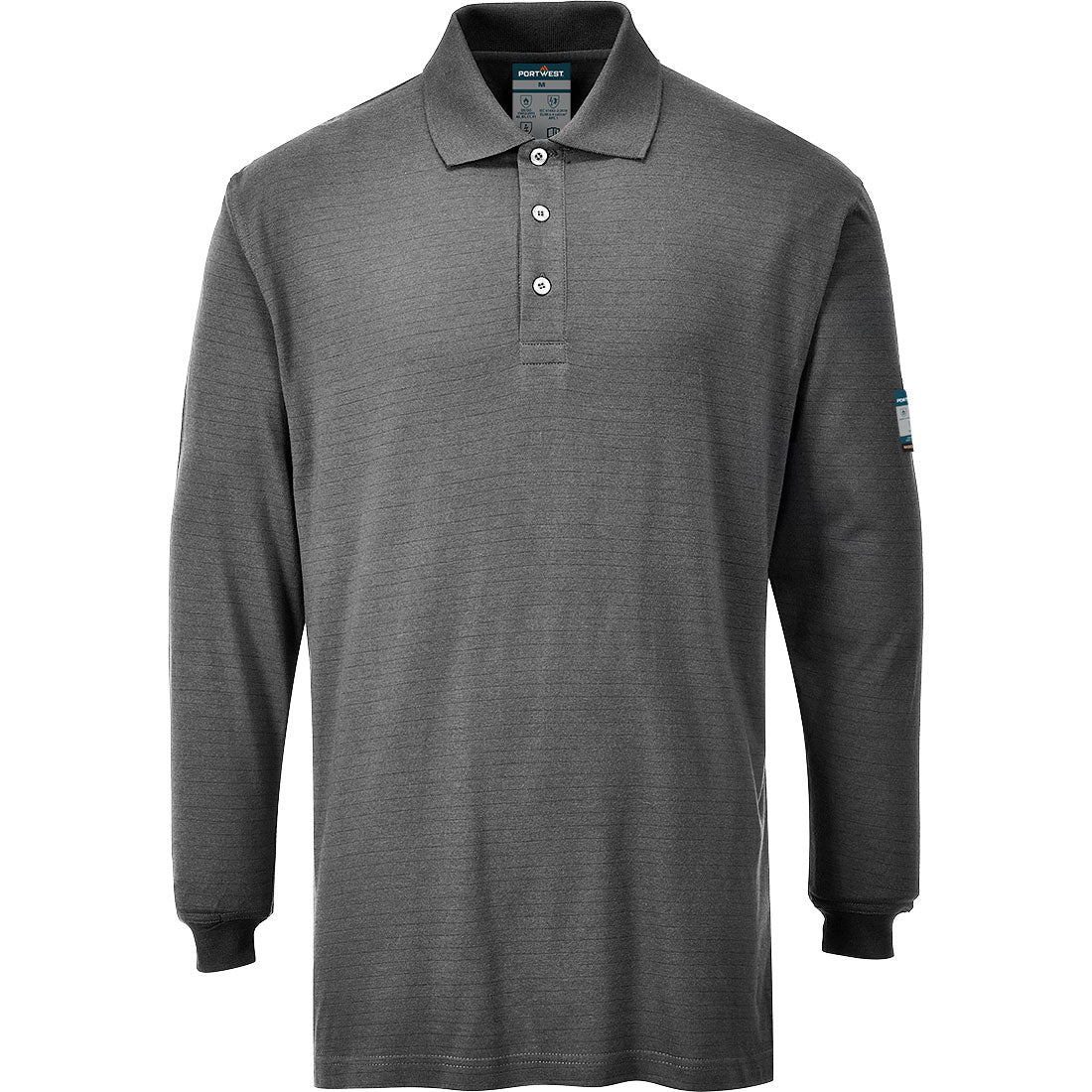 FR10 - Vlamvertragende Modaflame Antistatische lange mouw Polo Shirt - Portwest - Grijs
