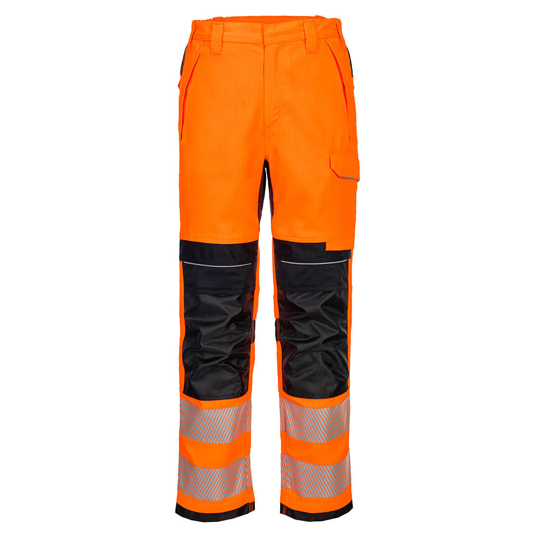FR414 - PW3 Vlamvertragende Modaflame Hi-Vis werkbroek - Portwest - Oranje/Zwart