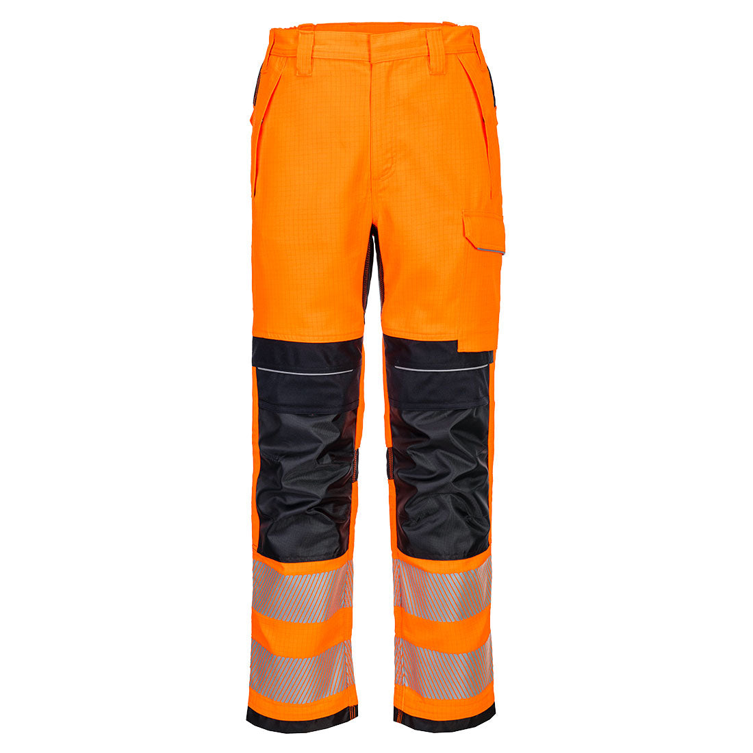 FR414 - PW3 Vlamvertragende Modaflame Hi-Vis werkbroek - Portwest - Oranje/Marineblauw