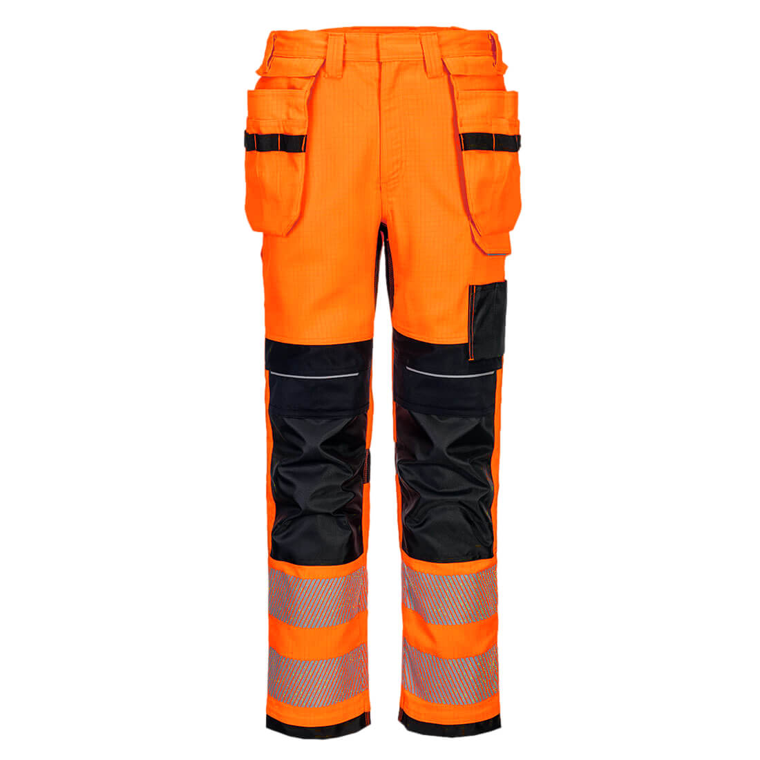 FR415 - PW3 Vlamvertragende Modaflame Hi-Vis werkbroek met holsterzakken - Portwest - Oranje/Zwart