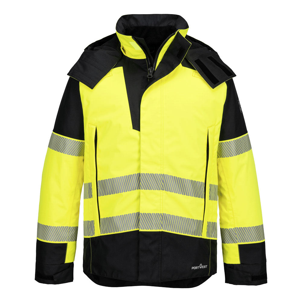 FR606 - PW3 Modaflame Rain+ Hi-Vis Multi-Norm FR winterjack - Portwest - Geel/Zwart