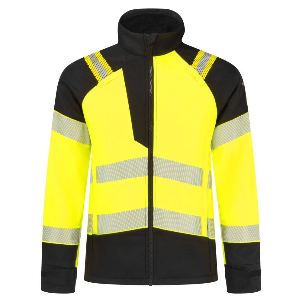 FR718 - PW3 Modaflame Softshell Hi-Vis Multi-Norm FR Jack - Portwest - Geel/Zwart