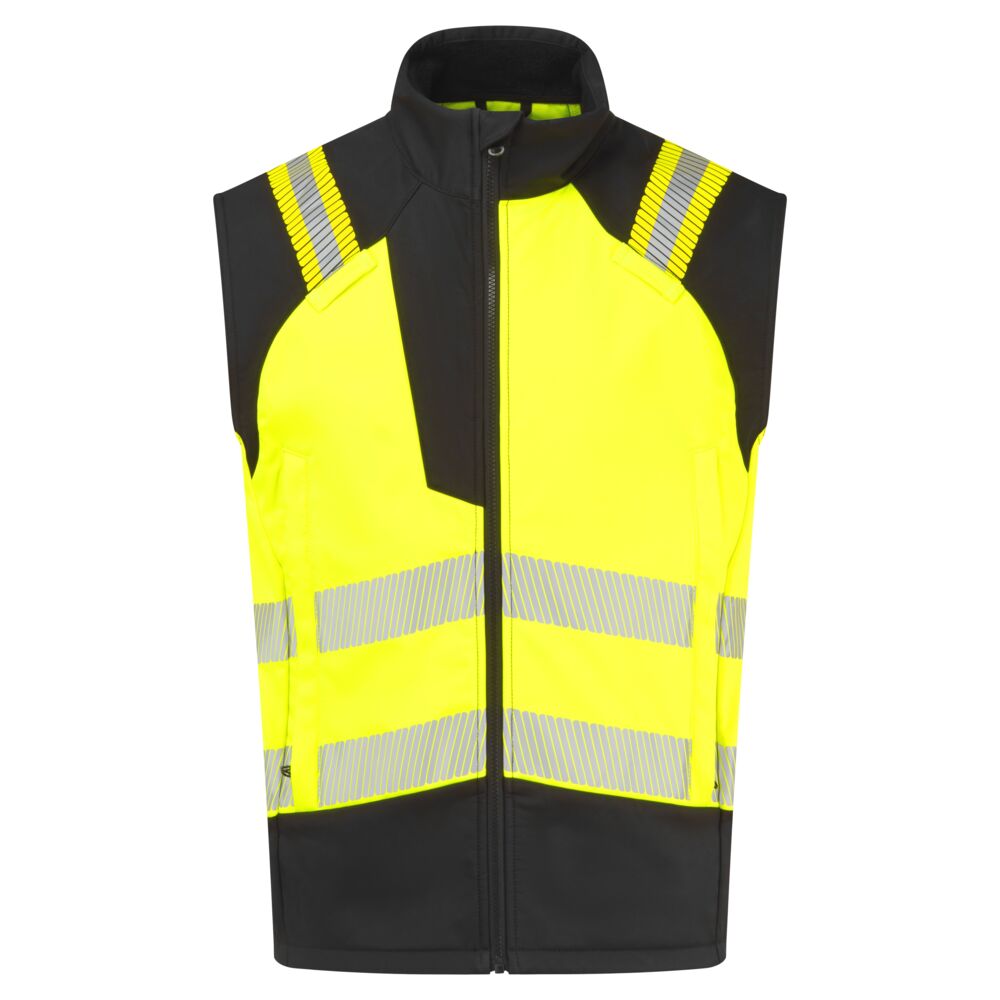 FR719 - PW3 Modaflame Softshell Hi-Vis Multi-Norm FR Gilet - Portwest - Geel/Zwart