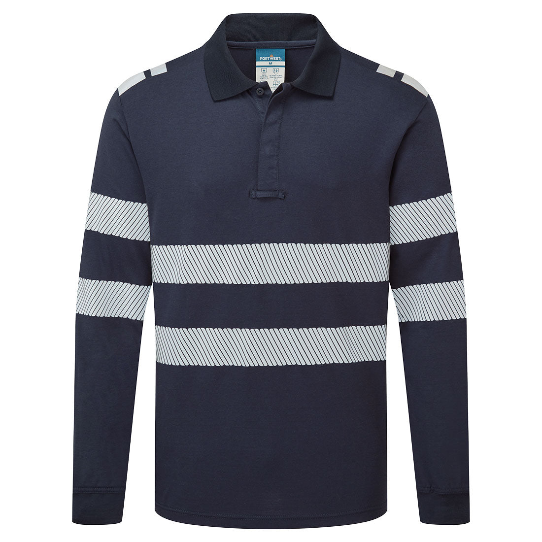 FR733 - PW3 Modaflame Vlamvertragend Poloshirt met lange mouw - Portwest - Marineblauw