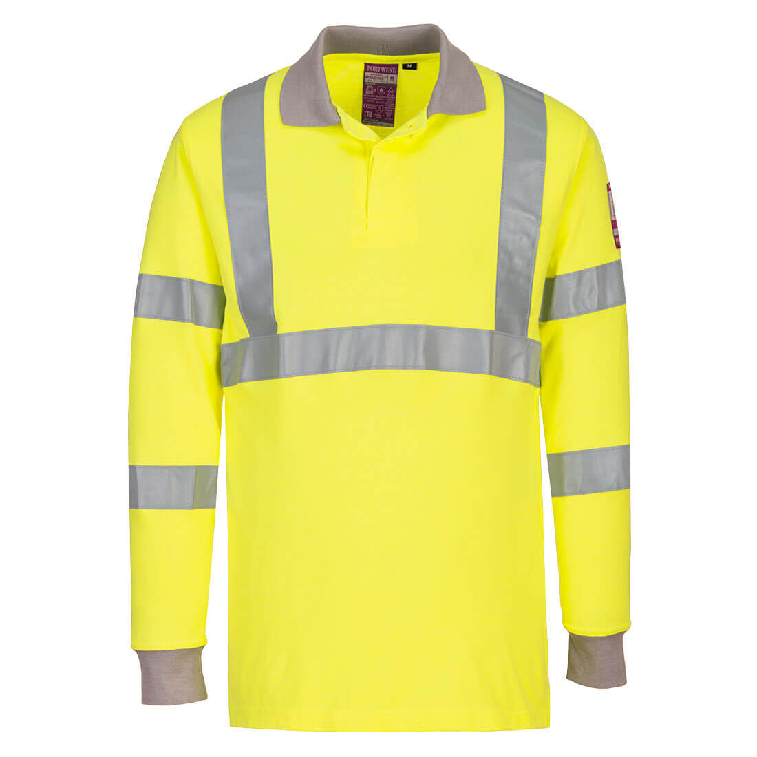 FR77 - Vlamvertragende Modaflame Antistatische lange mouw Poloshirt - Portwest - Geel