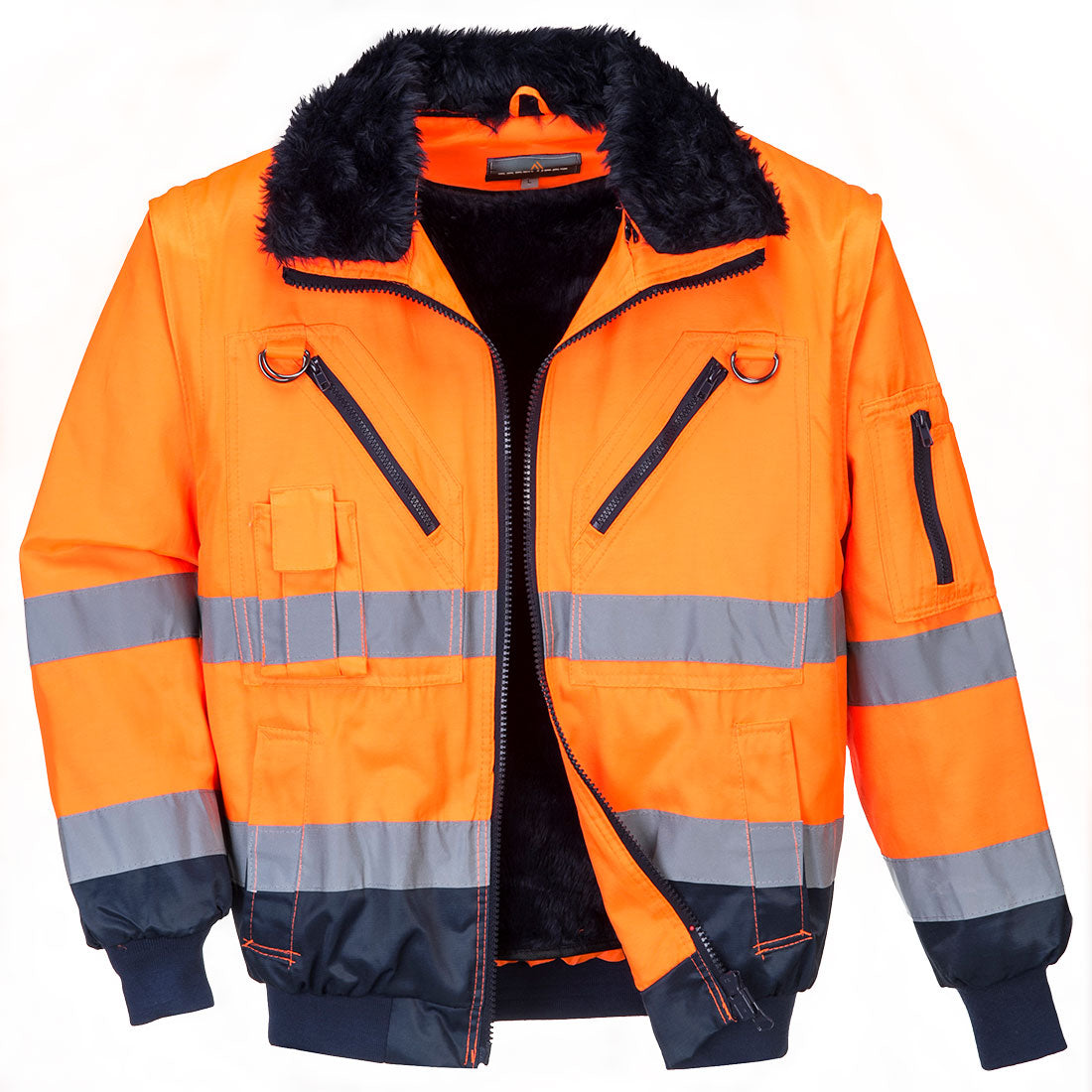 PJ50 - Hi-Vis 3-in-1 Pilotjack - Portwest - Oranje/Marineblauw