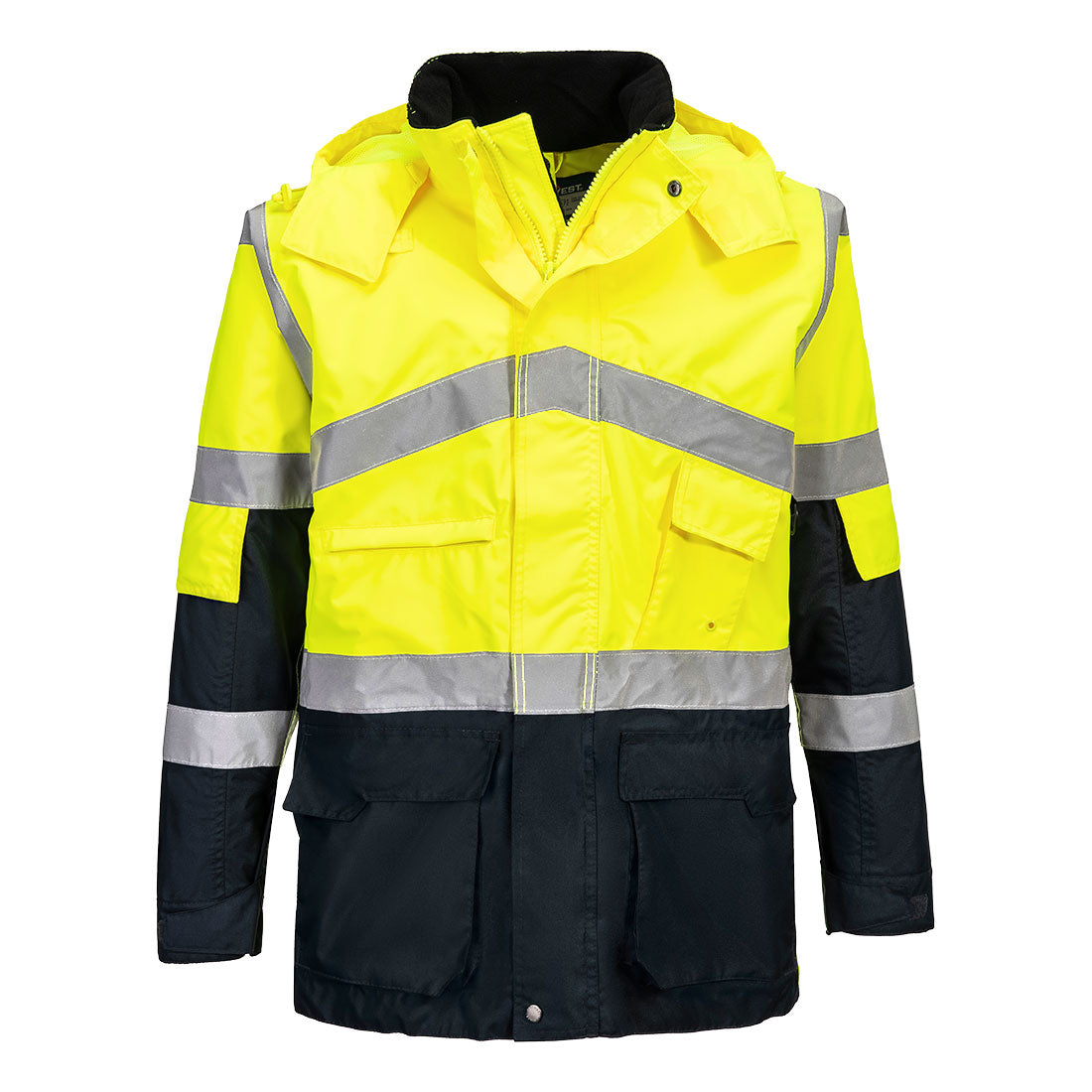 S760 - Hi-Vis Tweekleuren Ademend Jack - Portwest - Geel/Marineblauw