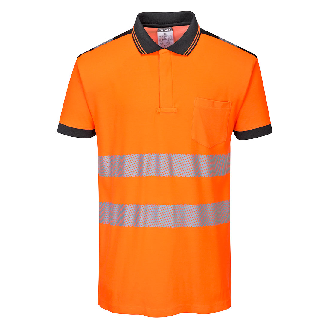 T180 - PW3 Hi-Vis Poloshirt Korte Mouw - Portwest - Oranje/Zwart