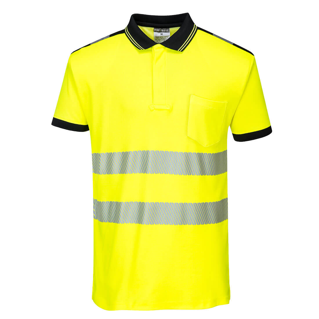 T180 - PW3 Hi-Vis Poloshirt Korte Mouw - Portwest - Geel/Zwart