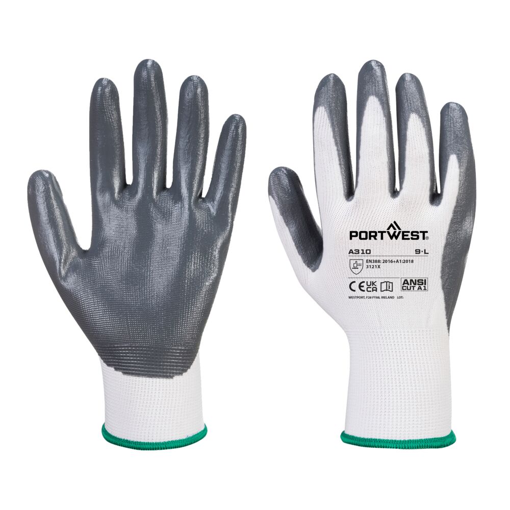 VB310 - Verkoopautomaten Flexo Grip Handschoen (288 paar) - Portwest - Wit/Grijs