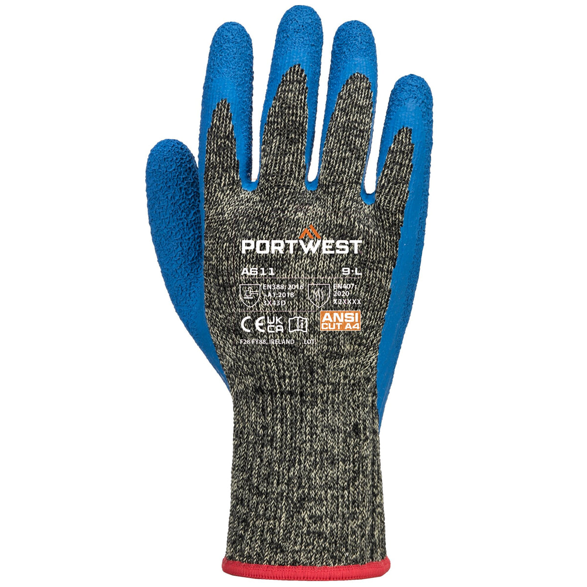 A611 - Snijbestendige Aramide/Latex handschoen - Portwest