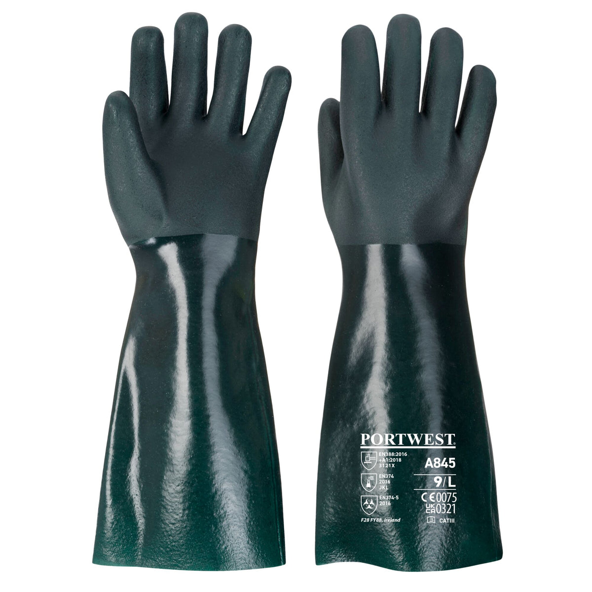 Dubbel Gedompelde PVC-handschoen 45cm - Portwest A845 Portwest