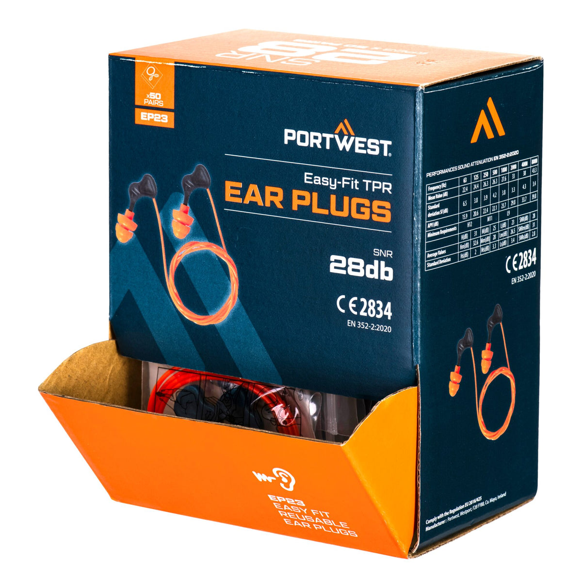 EP23 - Easy Fit TPR oordopjes met koord (50 paar) - Portwest