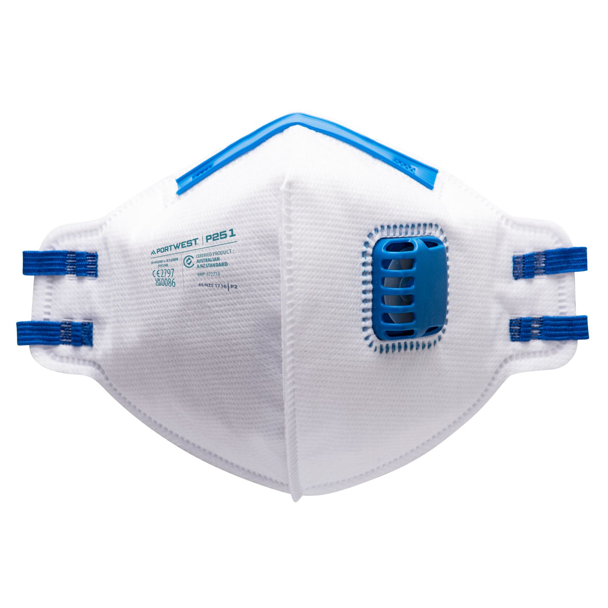 P251 - FFP2 Plat Gevouwen Masker met Ventiel (PK20) - Portwest