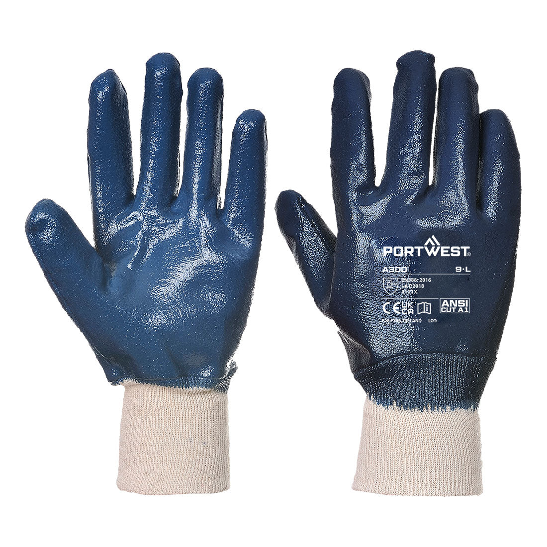 A300 - Nitril handschoen met gebreid manchet - Portwest - Marineblauw