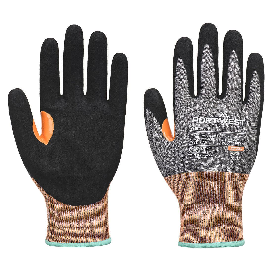 A675 - CS Cut G18 Nitrile Sandy Glove A7 - Portwest - Grijs/Zwart