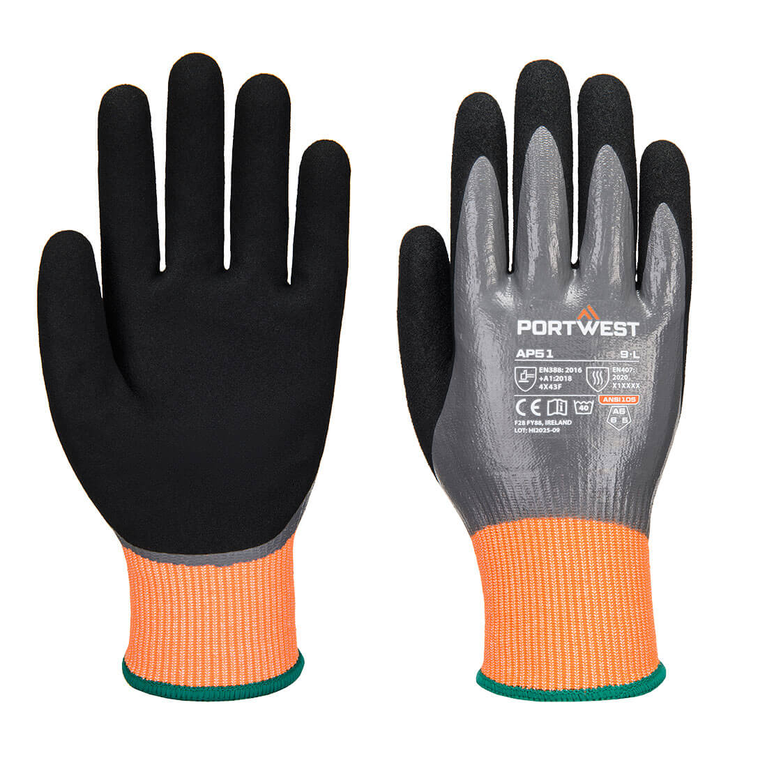 AP51 - Cut F15 Nitrile Aqua Glove - Portwest - Grijs/Zwart
