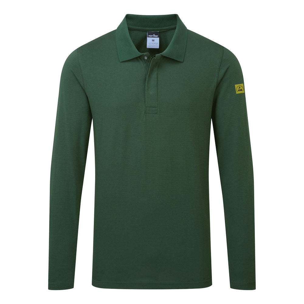 AS23 - Anti-statische ESD Polo Lange Mouw - Portwest - Forest Groen