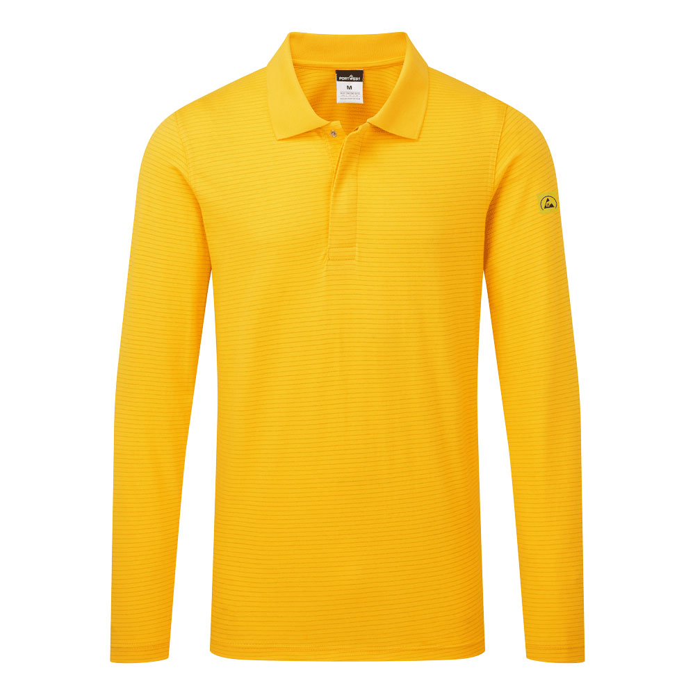 AS23 - Anti-statische ESD Polo Lange Mouw - Portwest - Deep Geel