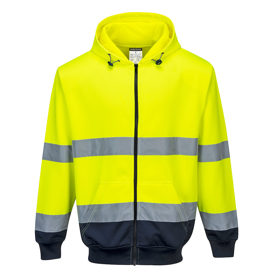 B317 - Hi-Vis Tweekleuren Hoody met rits - Portwest - Geel/Marineblauw