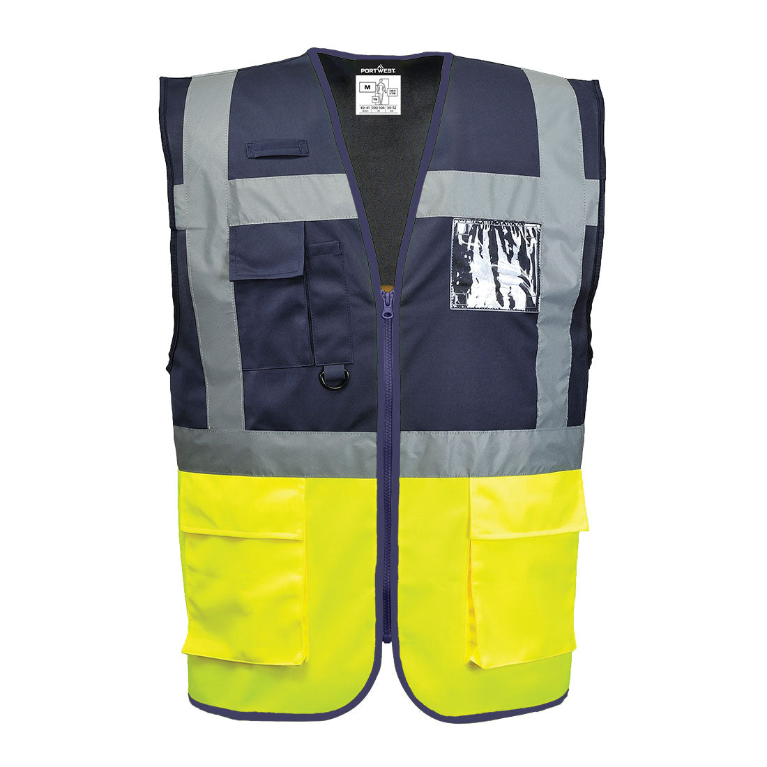 C276 - Paris Hi-Vis Contrast Executive Vest - Portwest - Geel/Marineblauw