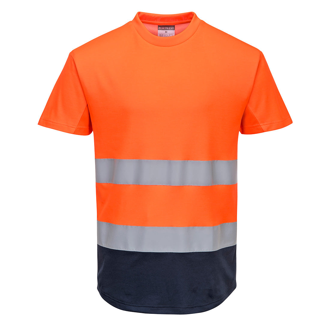 C395 - Tweekleurig Mesh T-shirt - Portwest - Oranje/Marineblauw