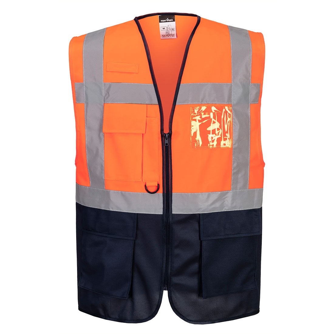 C476 - Warsaw Hi-Vis Contrast Executive Vest - Portwest - Oranje/Marineblauw
