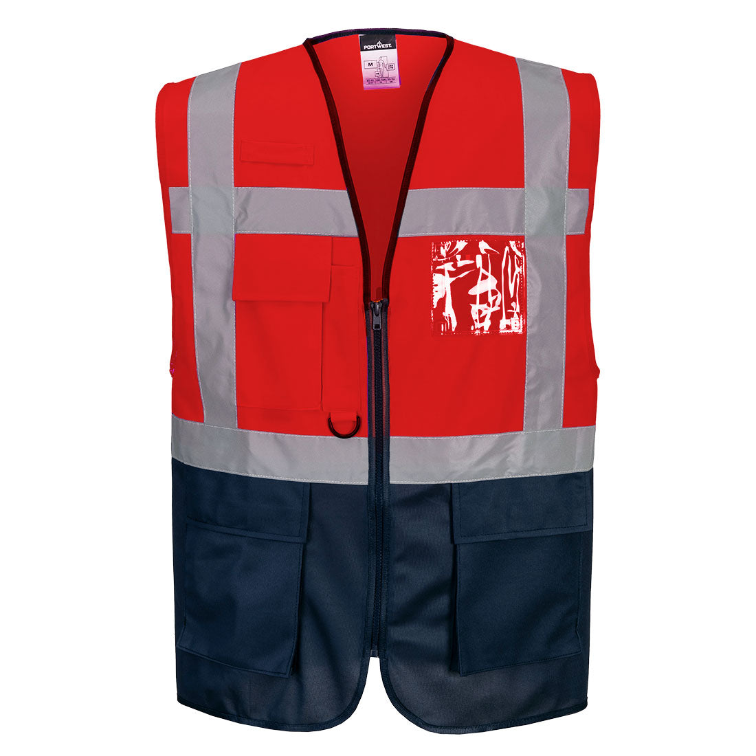 C476 - Warsaw Hi-Vis Contrast Executive Vest - Portwest - Rood/Marineblauw