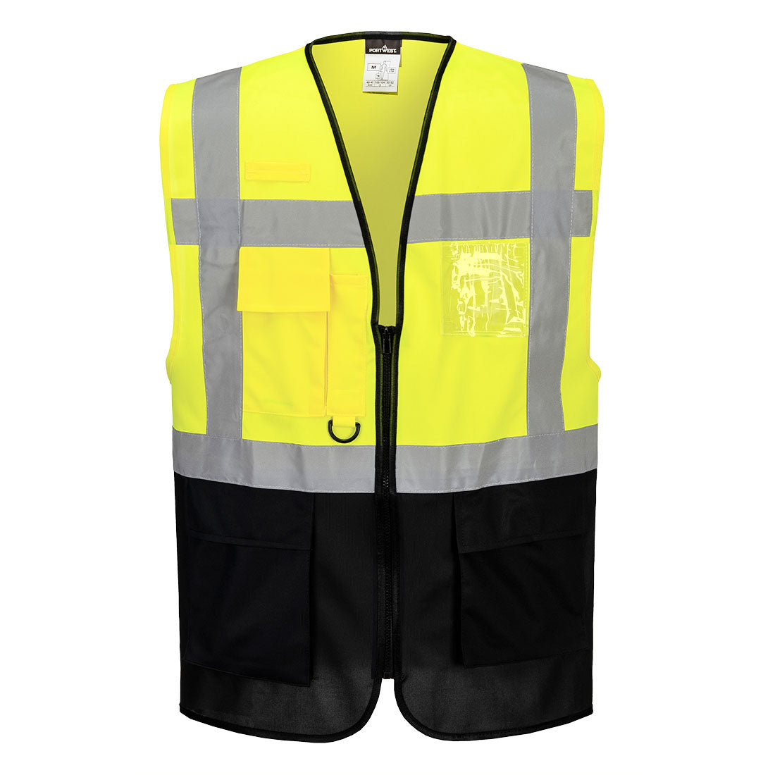 C476 - Warsaw Hi-Vis Contrast Executive Vest - Portwest - Geel/Marineblauw