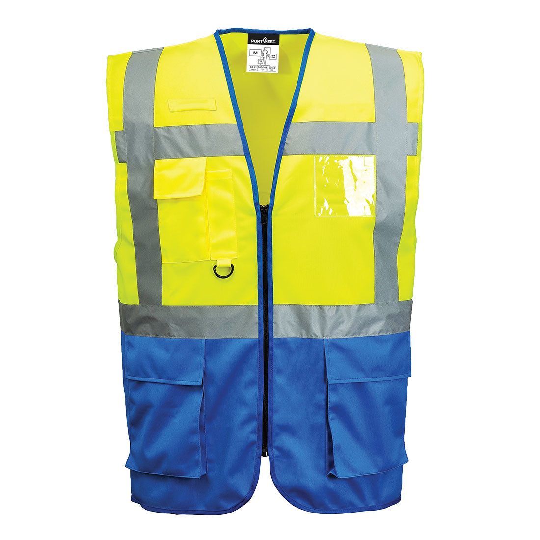 C476 - Warsaw Hi-Vis Contrast Executive Vest - Portwest - Geel/Royalblauw