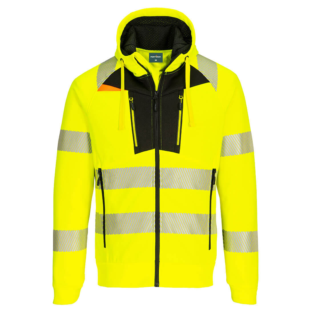 DX484 - DX4 Hi-Vis Hoodie met rits - Portwest - Geel/Zwart