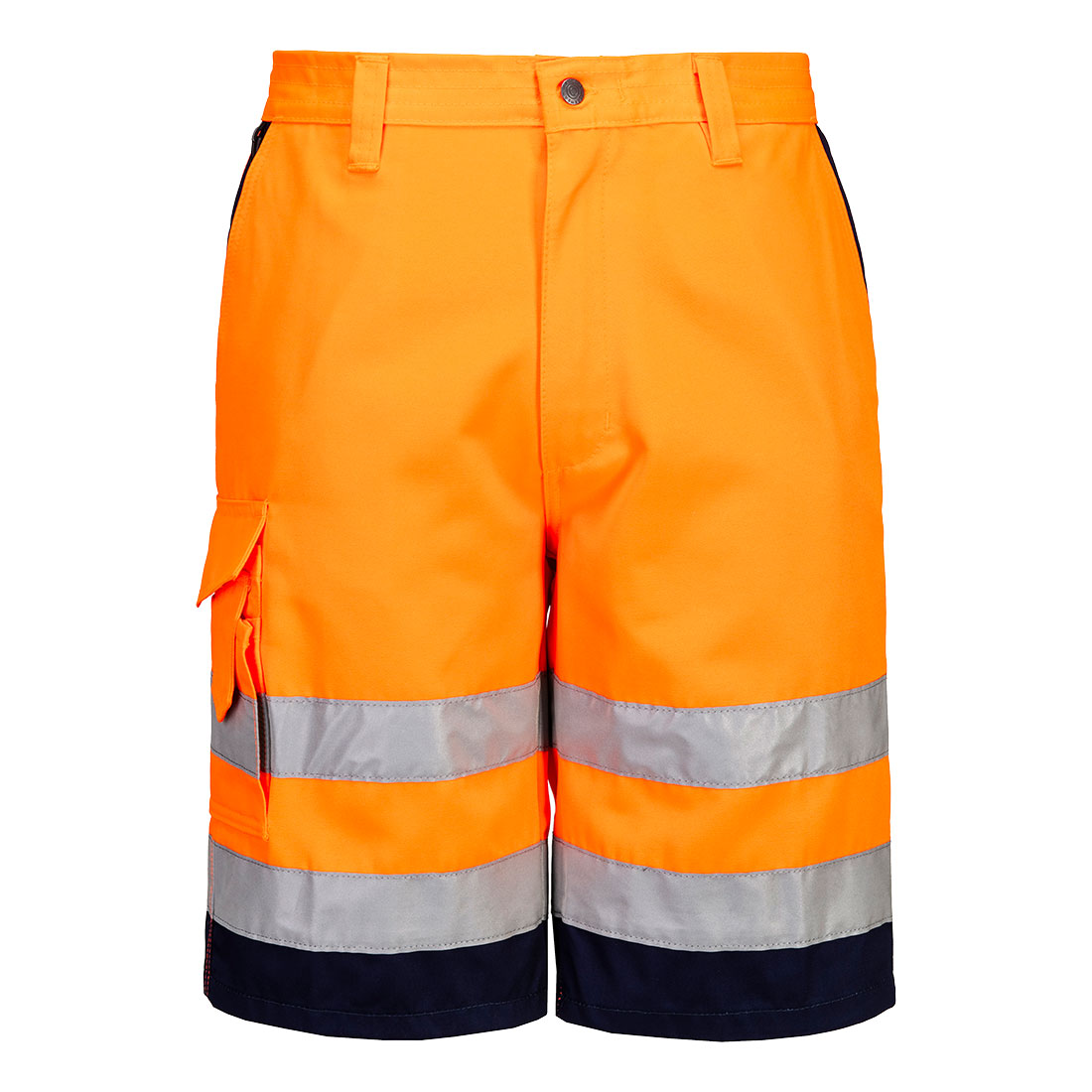 E043 - Hi-Vis Polykatoen Korte Broek - Portwest - Oranje/Marineblauw