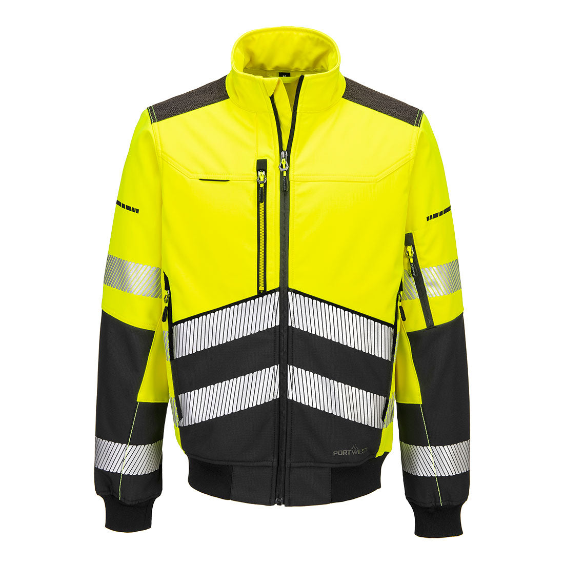 EV468 - EV4 Hi-Vis Softshell bomberjack (3L) - Portwest - Geel/Zwart