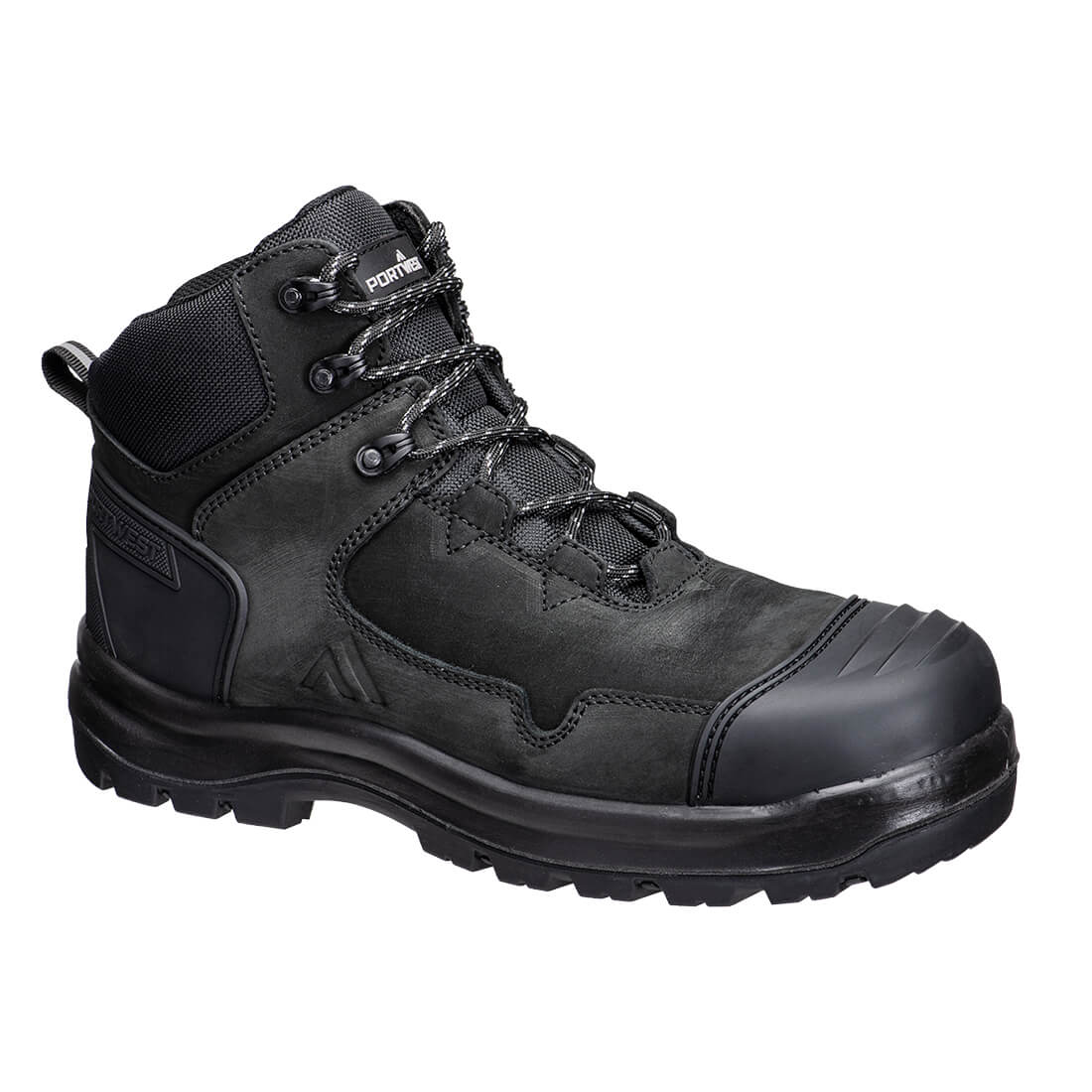 FD04 - Composiet Nubuck lederen halfhoge schoen S3S HRO SR FO SC LG - Portwest - Zwart