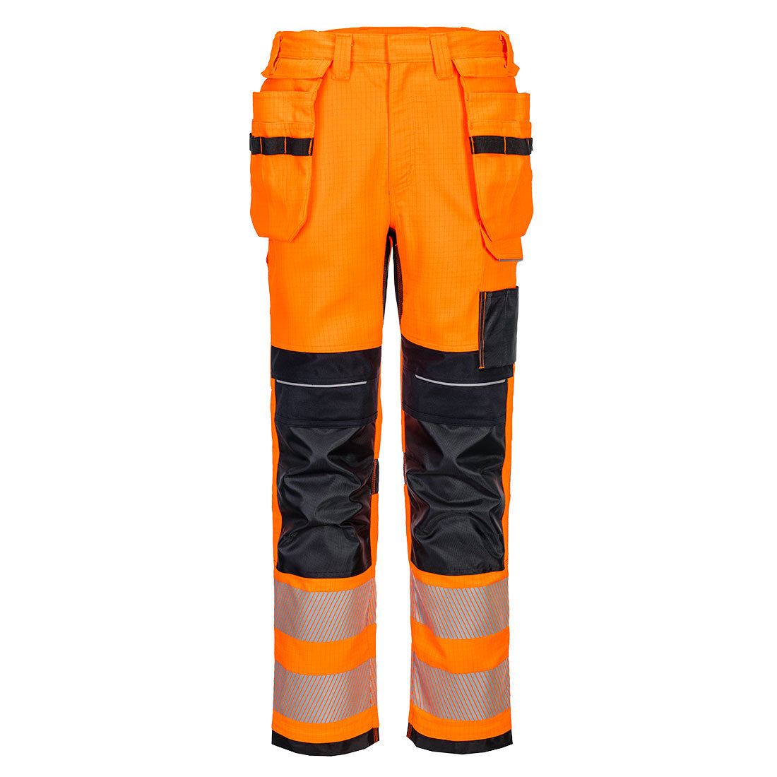 FR415 - PW3 Vlamvertragende Modaflame  Hi-Vis werkbroek met holsterzakken - Portwest - Oranje/Marineblauw