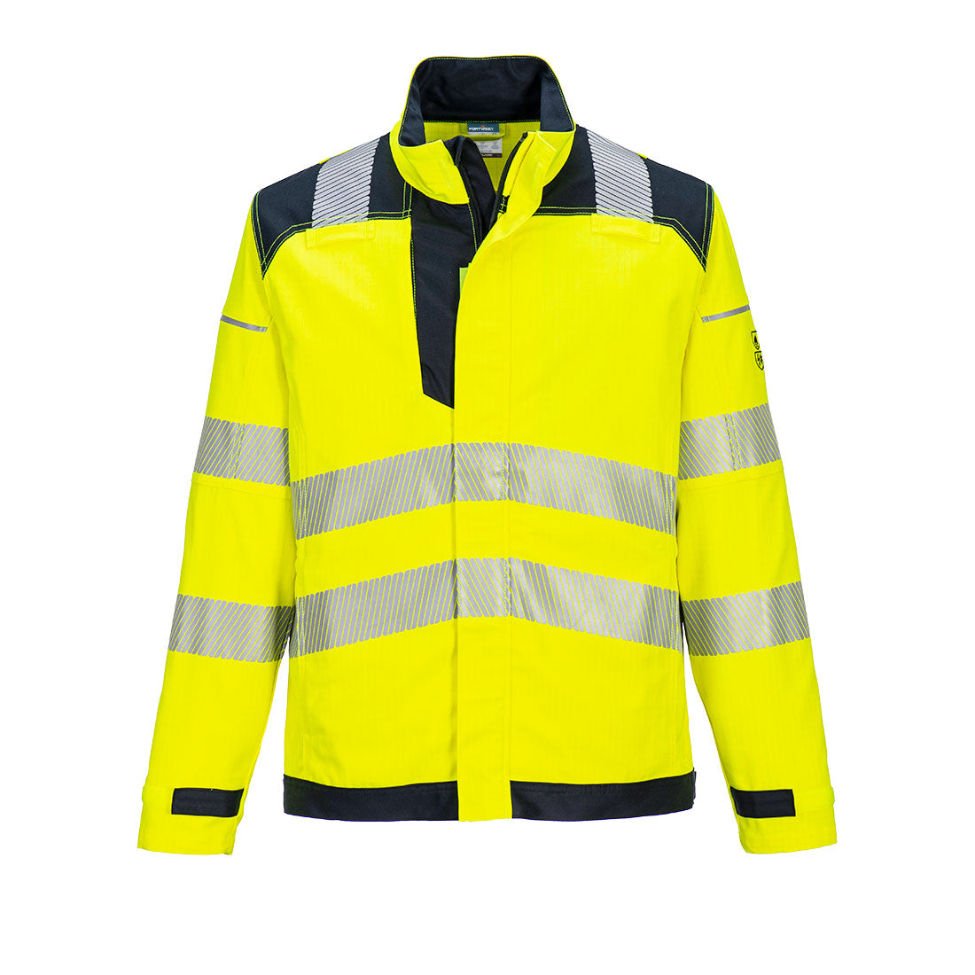FR714 - PW3 Vlamvertragende Modaflame  Hi-Vis werkjack - Portwest - Geel/Marineblauw