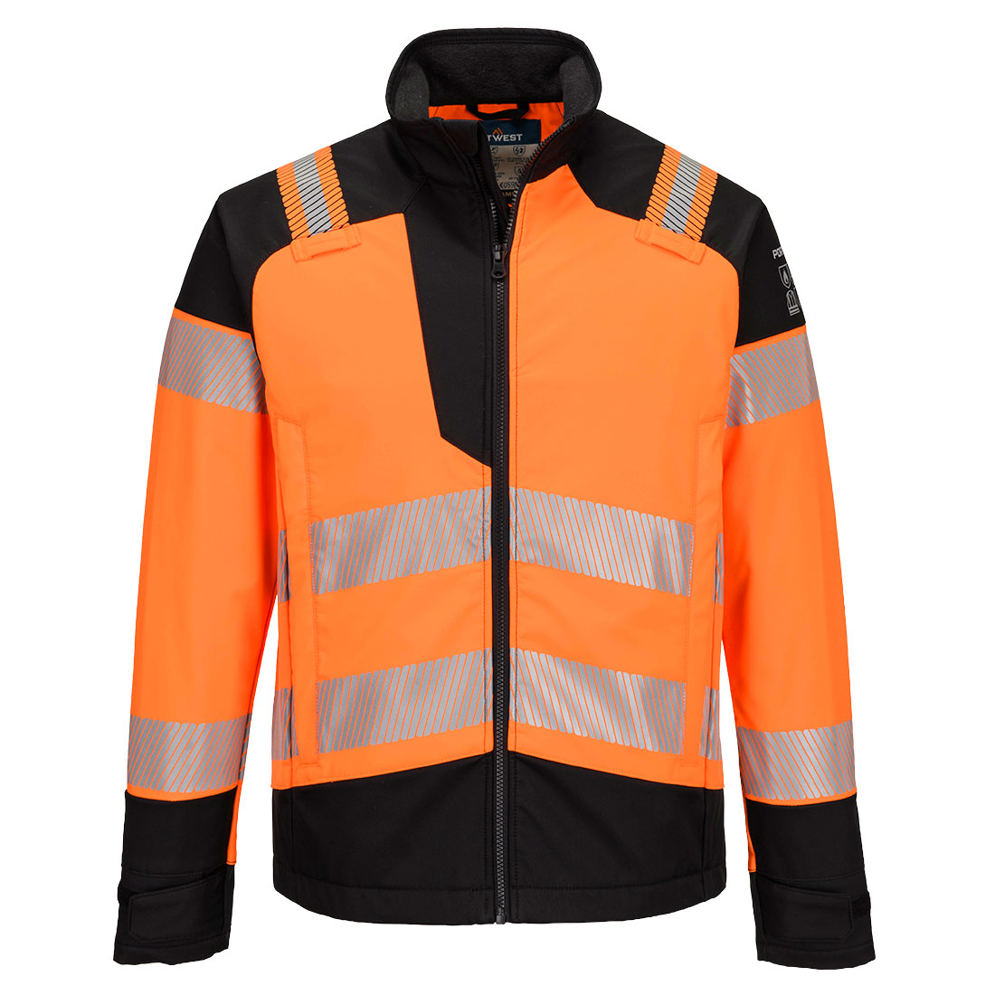 FR718 - PW3 Modaflame Softshell Hi-Vis Multi-Norm FR Jack - Portwest - Oranje/Zwart